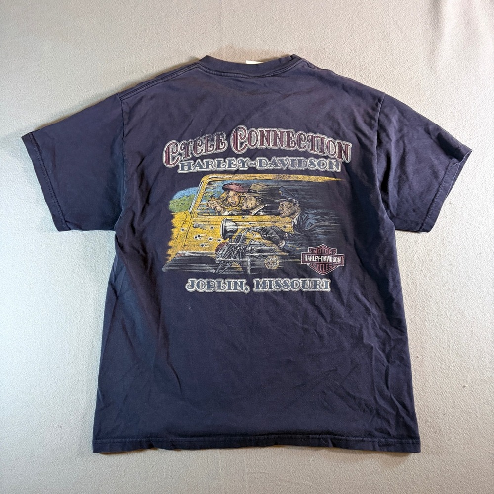 Harley Davidson Cycle Connection Joplin Missouri Pocket Graphic T-Shirt Mens L
